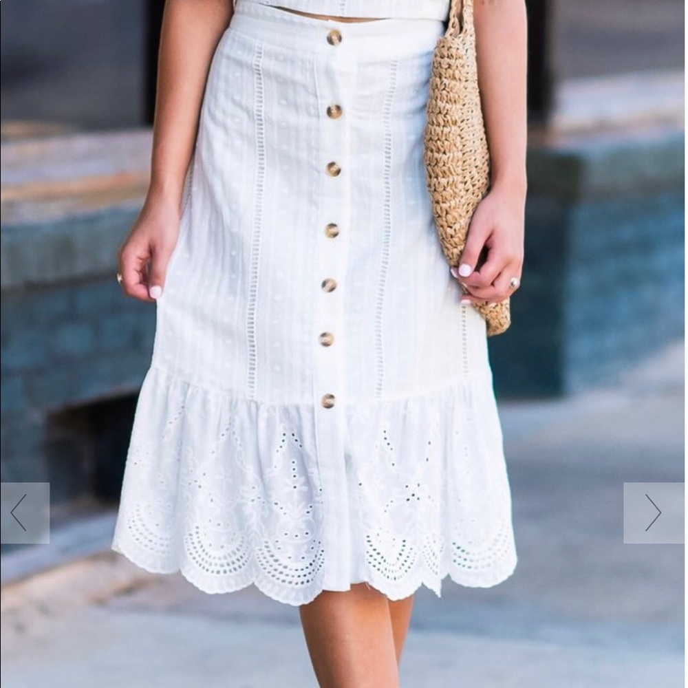 White Lace Midi Skirt